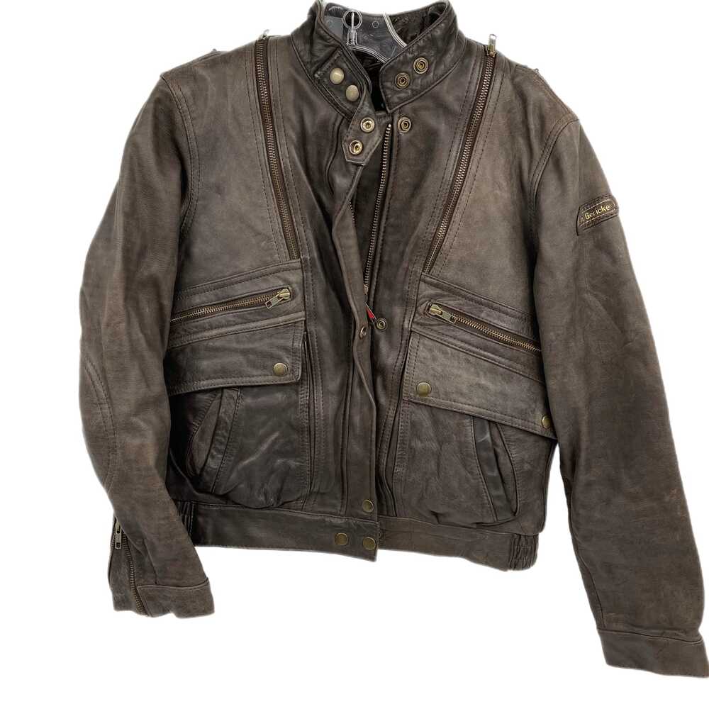 Hein Gericke Brown Leather Military Jacket | Men’s Regular Size